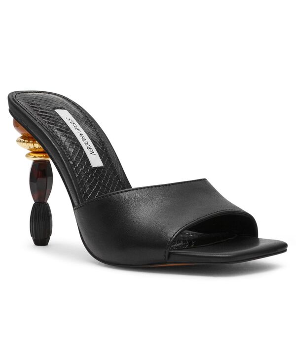 スティーブ マデン レディース シューズ サンダル ヒール Steve Madden Women'sia Novelty Square-Toe High-Heel Dressandals Black Leather ブラック