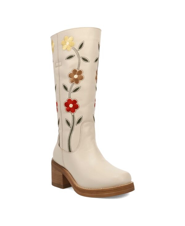 ディンゴ レディース シューズ ブーツ・レインブーツ レザー Dingo Women's Bloom Leather Boot White ホワイト｜ReVida 店