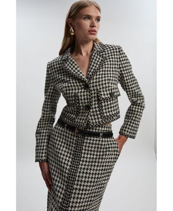 カレンミレン レディース アウター ジャケット・ブルゾン ツイード クロップド Karen Millen Women's Tweed Cropped Tailored Jacket Multi マルチカラー|ReVida 店