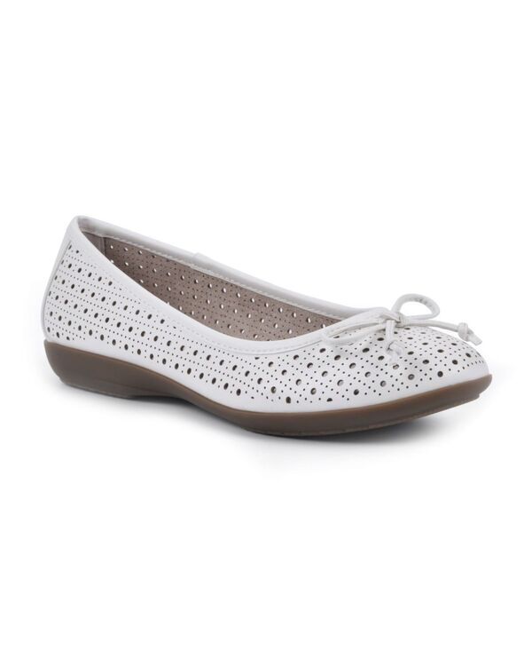 クリフバイホワイトマウンテン レディース シューズ パンプス Cliffs by White Mountain Women's Cheryl Ballet Flats White Burnished Smooth ホワイト|ReVida 店