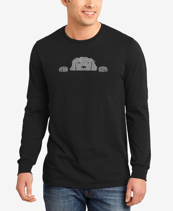 エルエーポップアート メンズ トップス Tシャツ LA Pop Art Men's Peeking Dog Word Art Long Sleeves T-shirt Black ブラック