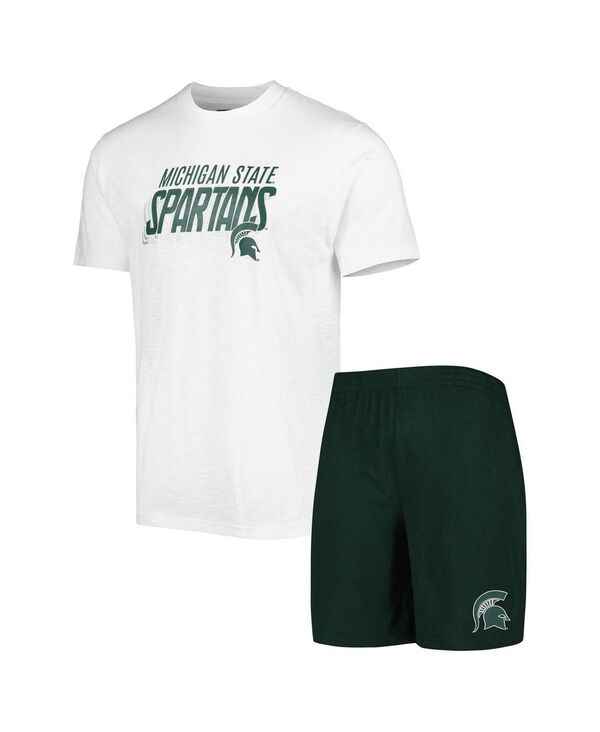 コンセプツ スポーツ メンズ トップス Tシャツ ショートパンツ ダウン Conceptsport Men's Green White Michigan State Spartans Downfield T-shirt and Shortset Green White ホワイト