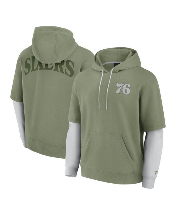 ファナティクス メンズ アウター パーカー・スウェット Fanatics Men's Olive Philadelphia 76ers Elementsleek Pullover Hoodie Olive オリーブ
