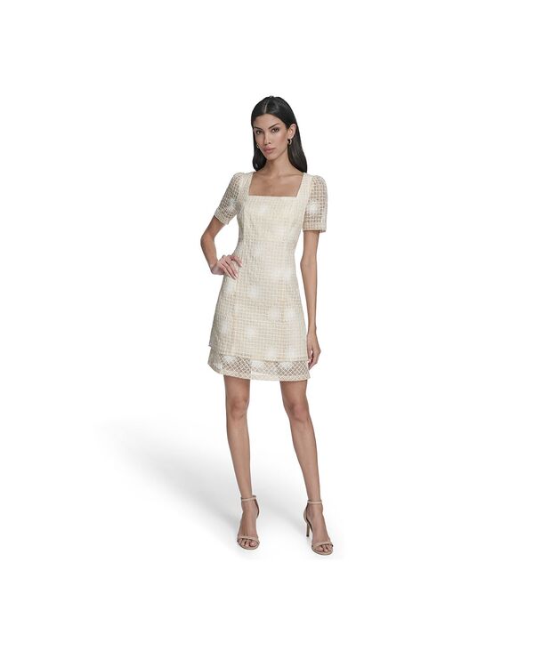 ヴィンスカムート レディース トップス 衣装 Vince Camuto Women\u0027s Novelty Square Neck Dress White 白いこと レディースファッション-ワンピース