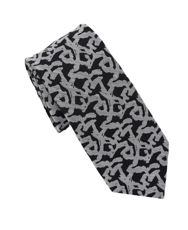 カール ラガーフェルド メンズ アクセサリー ネクタイ KARLAGERFELD PARIS Men's Pattern Classic Tie Black White Astract ホワイト