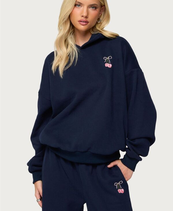アディクテッド レディース アウター パーカー・スウェット Edikted Women's I Don'T Chase I Attract Hoodie Navy ネイビー｜ReVida 店