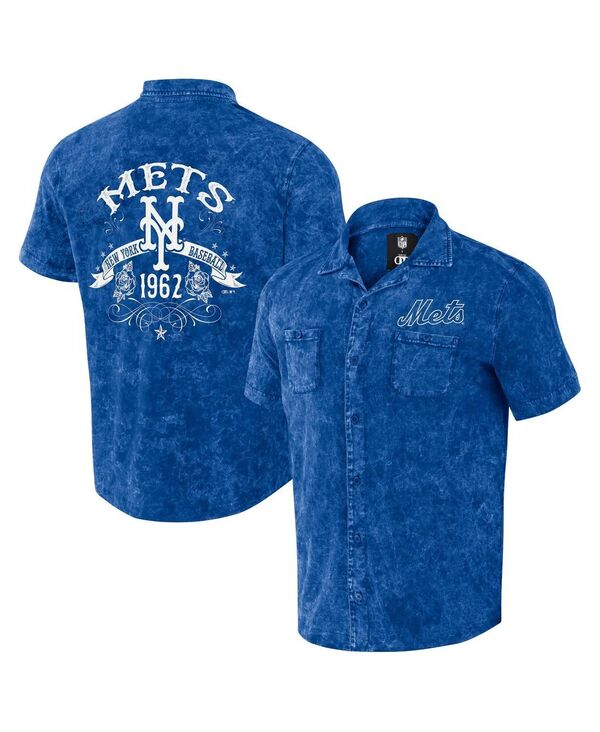 ファナティクス メンズ トップス シャツ デニム Fanatics Men's Darius Rucker Collection by Royal Distressed New York Mets Denim Team Color Button-Up Shirt Royal デニム
