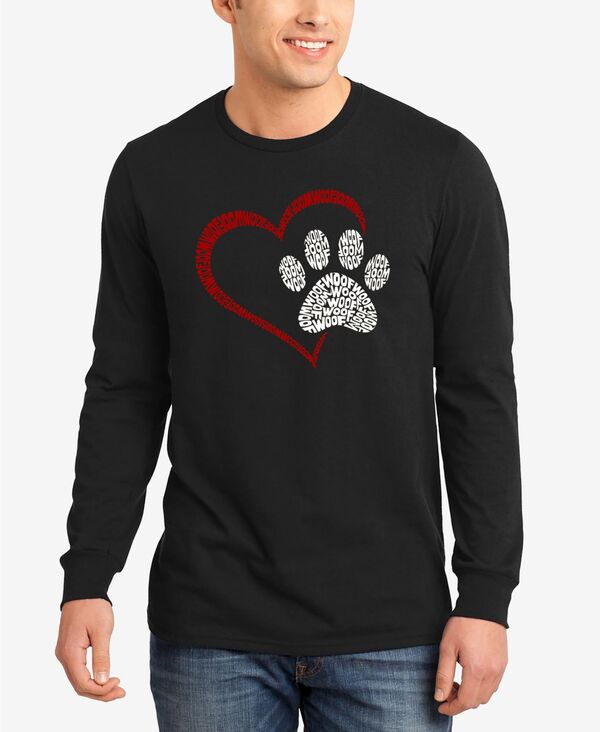 エルエーポップアート メンズ トップス Tシャツ LA Pop Art Paw Heart - Men's Word Art Long Sleeve T-Shirt Black ブラック