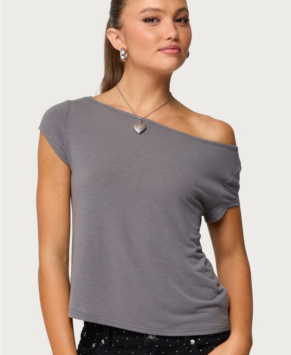 アディクテッド レディース トップス シャツ Edikted Women's Anabella Off Shoulder Top Dark-gray グレー