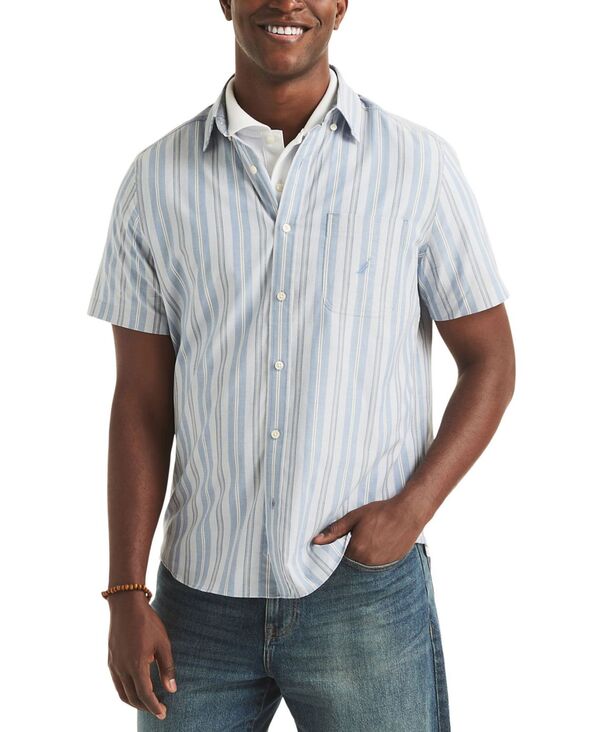 ナウティカ メンズ トップス プルオーバー Nautica Men\u0027striped Classic-Fit Shirt Dutch Blue 青色