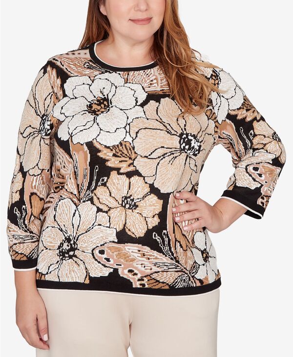 アルフレッド ダナー レディース アウター ニット・セーター フラワー柄 プラスサイズ フラワー Alfredunner Plusize Seville Jacquard Floral Butterfly Sweater Neutral Multi マルチカラー