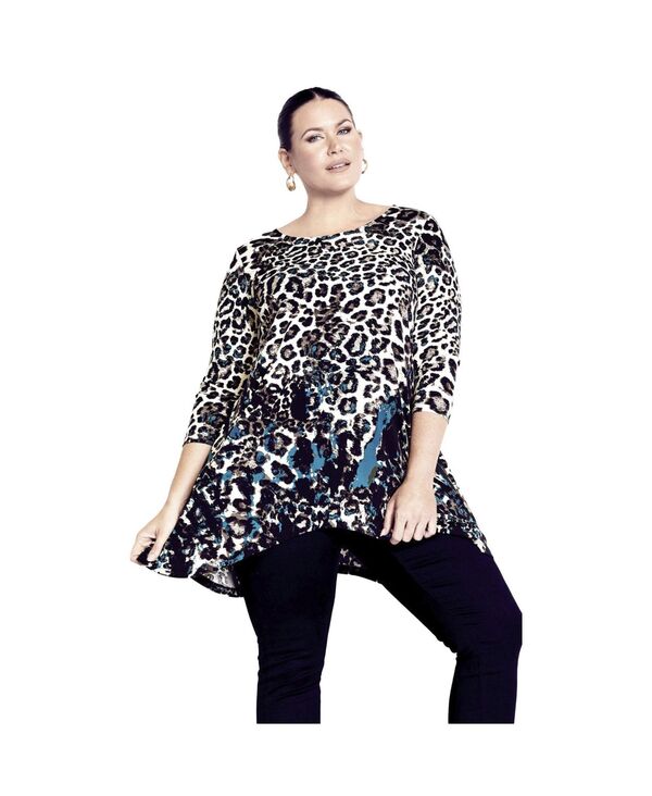 アベニュー レディース トップス シャツ AVENUE Women's Alana Tunic Teal animal ティール