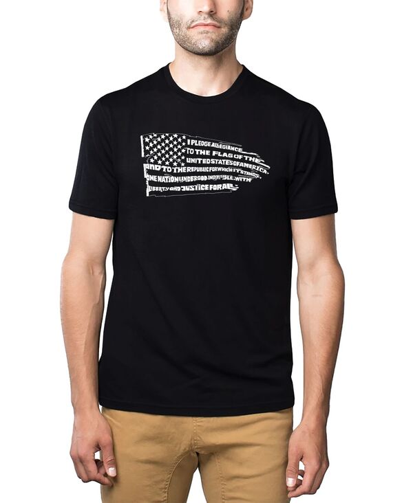 エルエーポップアート メンズ トップス Tシャツ LA Pop Art Men's Premium Blend Word Art Pledge of Allegiance Flag T-shirt Black ブラック|ReVida 店
