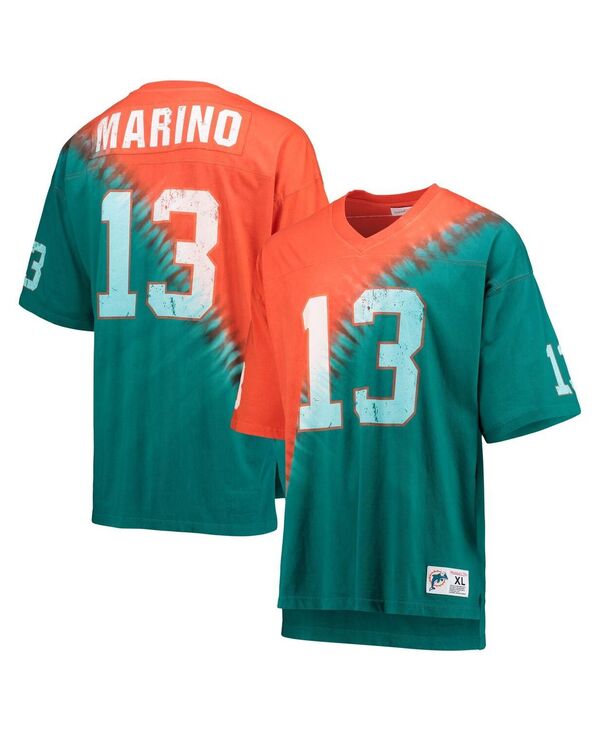 ミッチェル&ネス メンズ トップス Tシャツ Vネック Mitchell & Ness Men's Dan Marinorange Aqua Miami Dolphins Retired Player Name and Number Diagonal Tie-Dye V-Neck T-shirt Orange Aqua アクア