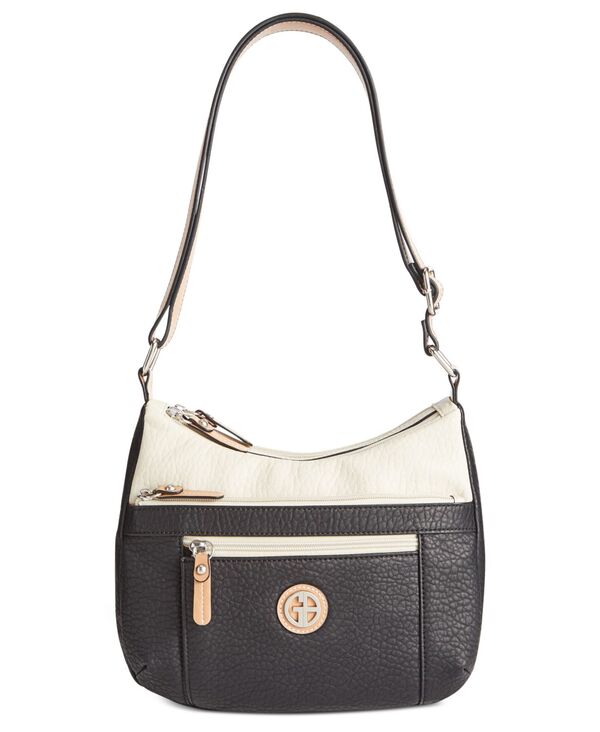 ジャーニ ベルニーニ レディース バッグ カラーブロック Giani Bernini Colorblock Pebble Hobo Black/Ivory/Silver アイボリー|ReVida 店