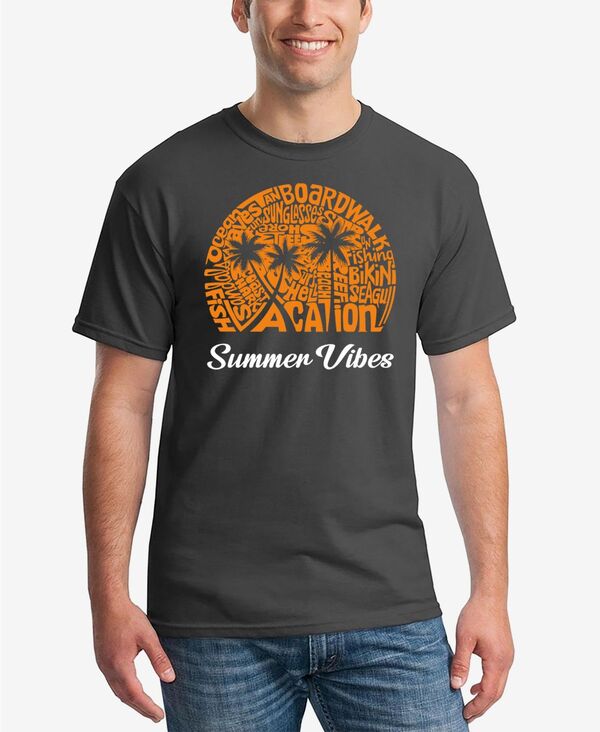 エルエーポップアート メンズ トップス Tシャツ LA Pop Art Men'summer Vibes Word Art-Shirt Dark Grey グレー