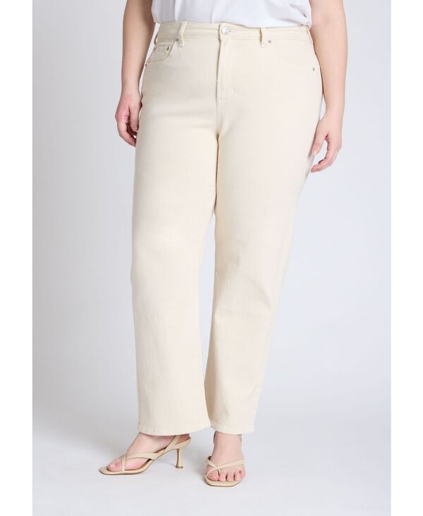 エロクイ レディース ボトムス デニムパンツ プラスサイズ ELOQUII Women's Plusize The Naomi Comfort Stretch Straight Jean Ecru エクリュ