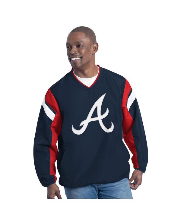 カール バンクス メンズ アウター パーカー・スウェット Vネック G-III Sports by Carl Banks Men's Navy Atlanta Braves Double Coverage V-Neck Pullover Hoodie Navy ネイビー