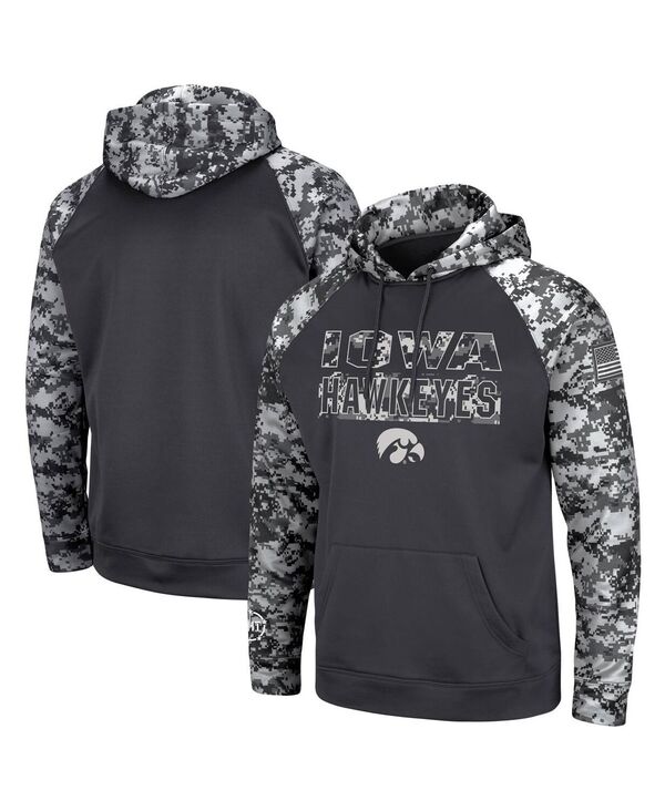 コロシアム メンズ アウター パーカー・スウェット Colosseumen's Charcoal Iowa Hawkeyes OHT Military-Inspired Appreciation Digital Camo Pullover Hoodie Charcoal チャコール