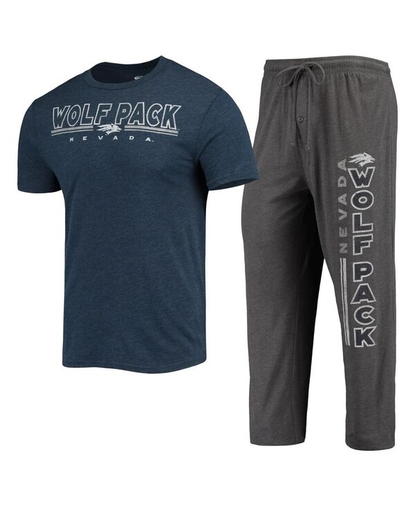 コンセプツ 運動競技 メンズ トップス プルオーバー ズボン下 Conceptsport Men\u0027s Heathered Charcoal and Navy Nevada Wolf Pack Meter T-shirt and Pantsleep Set Heathered Charcoal Navy 濃灰色