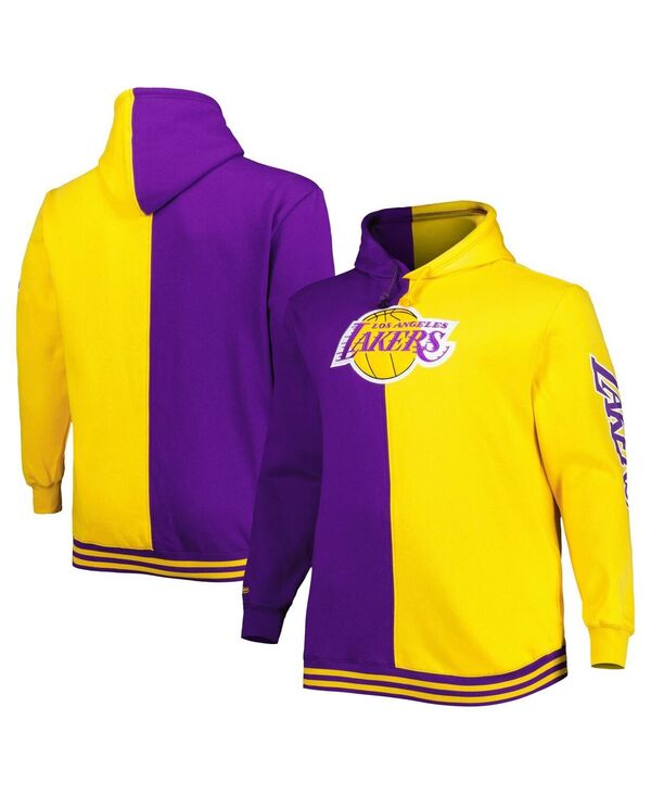 ミッチェル\u0026ネス メンズ アウター パーカー・スウェットール Mitchell \u0026 Ness Men\u0027s Purple and Gold Los Angeles Lakers Big and Tall Hardwood Classicsplit Pullover Hoodie Purple Gold パープル