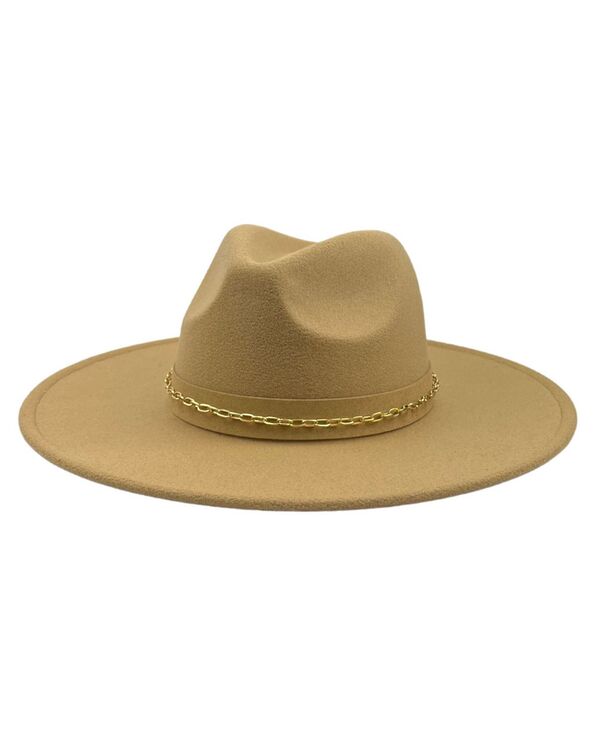 マーカスアドレール レディース アクセサリー 帽子 ウール Marcus Adler Chain Trim Wool Blend Panama Hat Camel キャメル