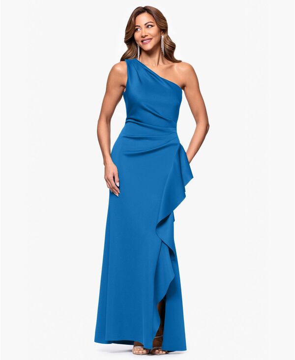 エスケープ レディース トップス ワンピース プチ ワンショルダー XSCAPEtite Gathered-Waist One-Shoulder Eveningown Teal ティール