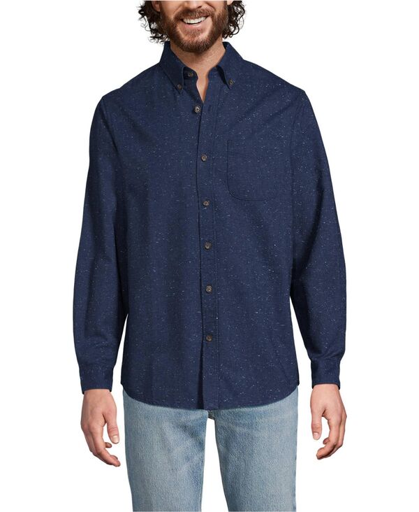 ランズエンド メンズ トップス シャツ Lands' End Men's Long Sleeve Flagship Flannel Shirt Nightfall navy donegal ネイビー