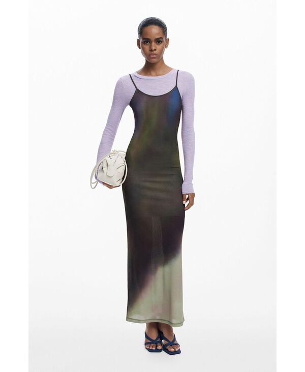 デジグアル レディース トップス ワンピース Tシャツ Desigual Women's 2-in-1 T-shirt dress Lilac ライラック|ReVida 店