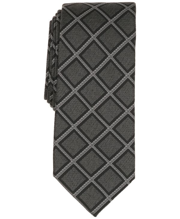 アルファニ メンズ アクセサリー ネクタイ Alfani Men's Oakmont Grid Slim Tie Black/Gray ブラック|ReVida 店