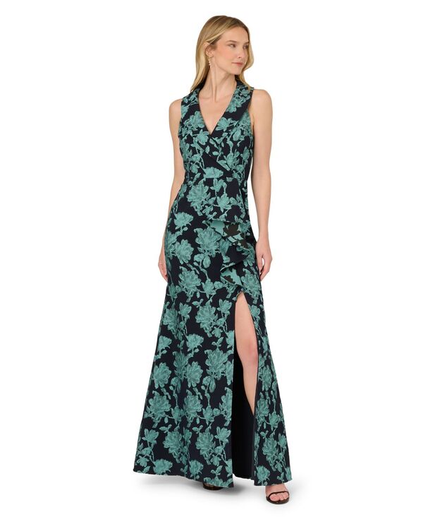アドリアナ パペル レディース トップス ワンピース プリント ノースリーブ Adrianna Papell Women's Printed Sleeveless Dress Navy Multi ネイビー｜ReVida 店