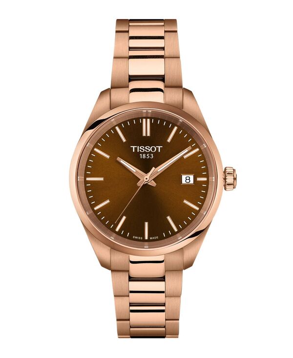 ティソット レディース アクセサリー 腕時計 Tシャツ Tissot Unisex Rose Gold Stainlessteel Bracelet Watch 34mm Brown ブラウン