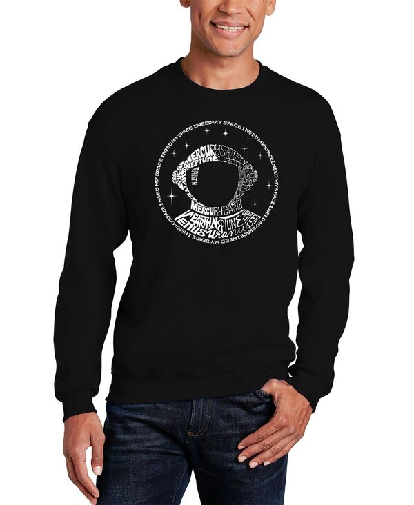 エルエーポップアート メンズ アウター パーカー・スウェット クルーネック シャツ LA Pop Art Men's I Need My Space Astronaut Word Art Crewneck Sweatshirt Black ブラック