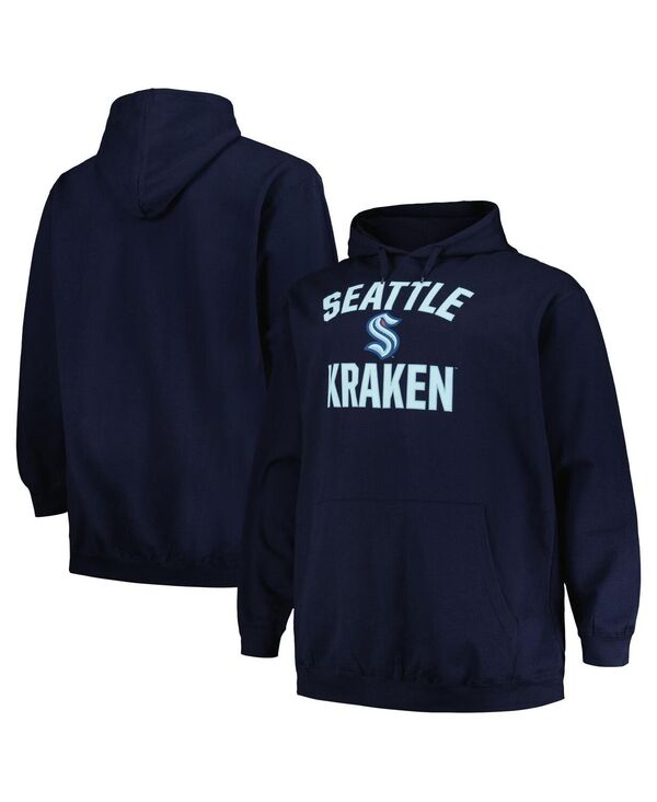 プロファイル メンズ アウター パーカー・スウェットール ロゴ Profile Men's Deep Sea Blue Seattle Kraken Big and Tall Arch Over Logo Pullover Hoodie Deep Sea Blue ブルー