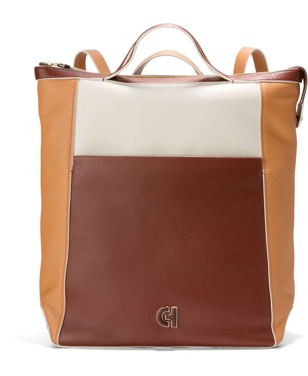 コールハーン レディース バッグ バックパック・リュックサック Cole Haan Grand Ambition Large Convertible Backpack Bag Dark Cuoio Ivory Color Block アイボリー