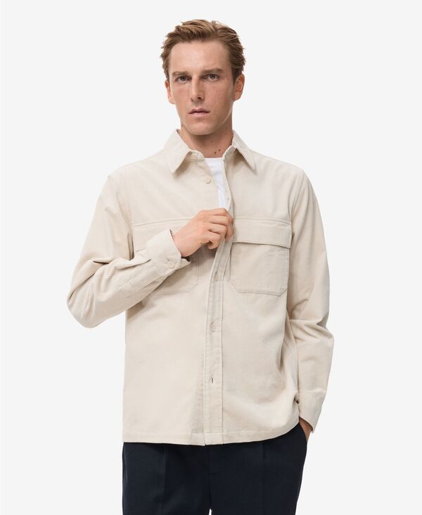 マンゴ メンズ トップス シャツ コーデュロイ MANGO Men's Corduroy Pockets Overshirt Ecru エクリュ|ReVida 店