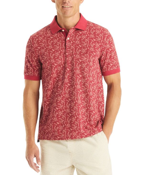 ナウティカ メンズ トップス ポロシャツ プリント Nautica Men's Classic-Fit Printed Polo Shirt Ocean Garnet|ReVida 店
