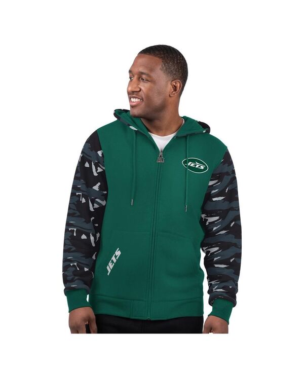 クランク メンズ アウター パーカー・スウェット Starter Men\u0027s Greenew York Jets Thursday Night Gridiron Full-Zip Hoodie Green Gray 薄墨色