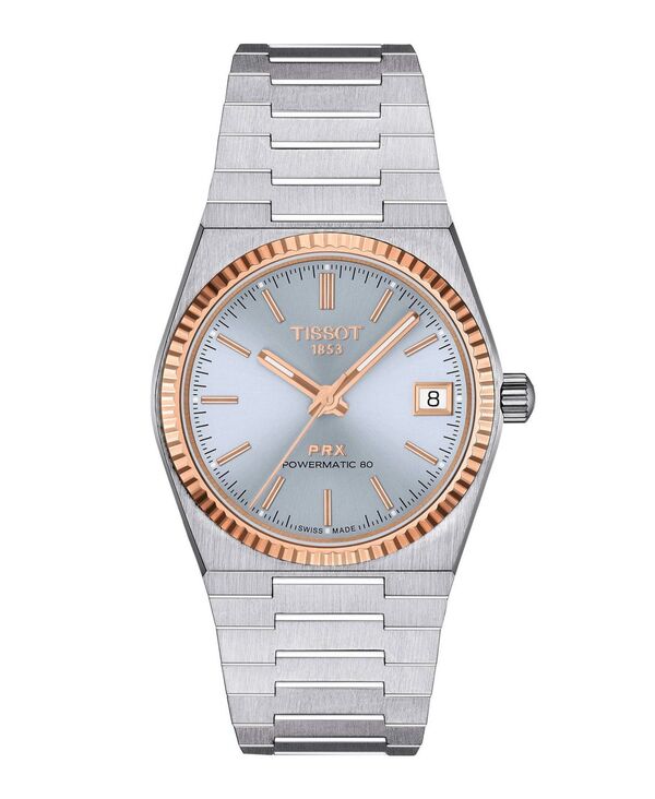 ティソット レディース アクセサリー 腕時計 Tシャツ Tissot Unisex Gray Stainlessteel Bracelet Watch 35mm Light Blue ブルー