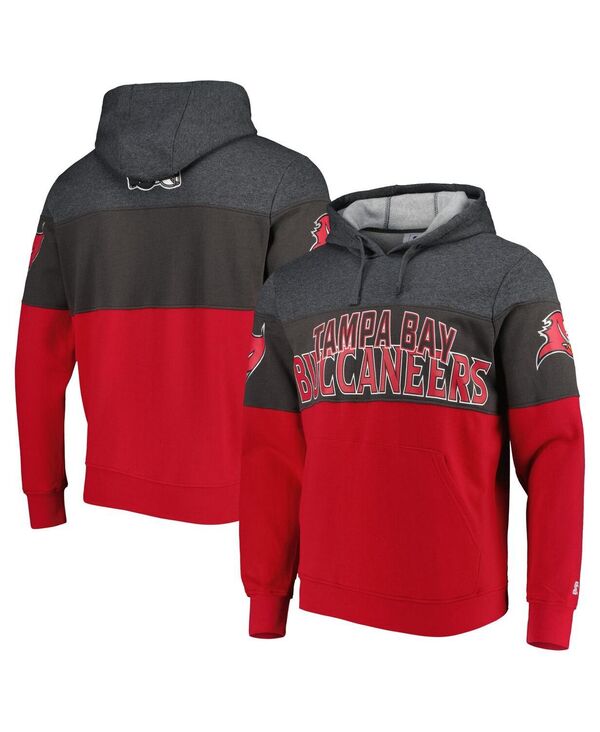 クランク メンズ アウター パーカー・スウェット Starter Men\u0027s Heather Charcoal Red Tampa Bay Buccaneers Extreme Pullover Hoodie Heather Charcoal Red 濃灰色