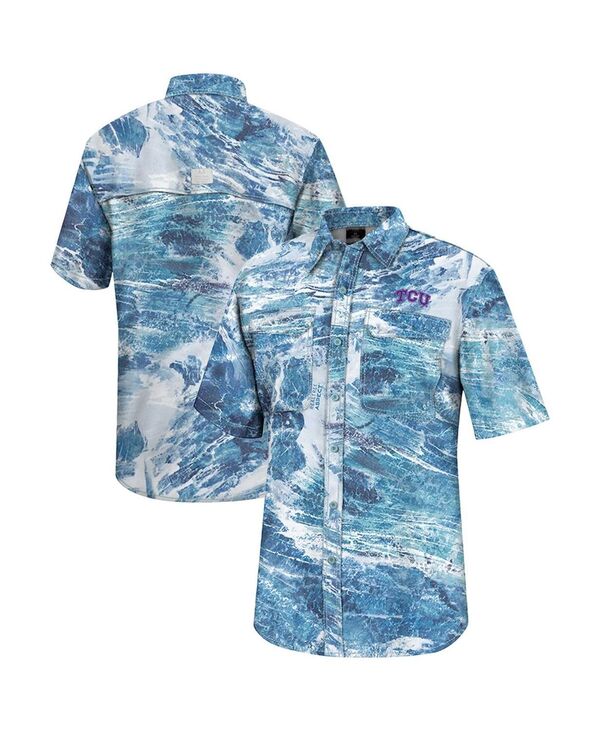 コロシアム メンズ トップス シャツ Colosseumen's Blue TCU Horned Frogs Realtree Aspect Charter Full-Button Fishing Shirt Blue ブルー