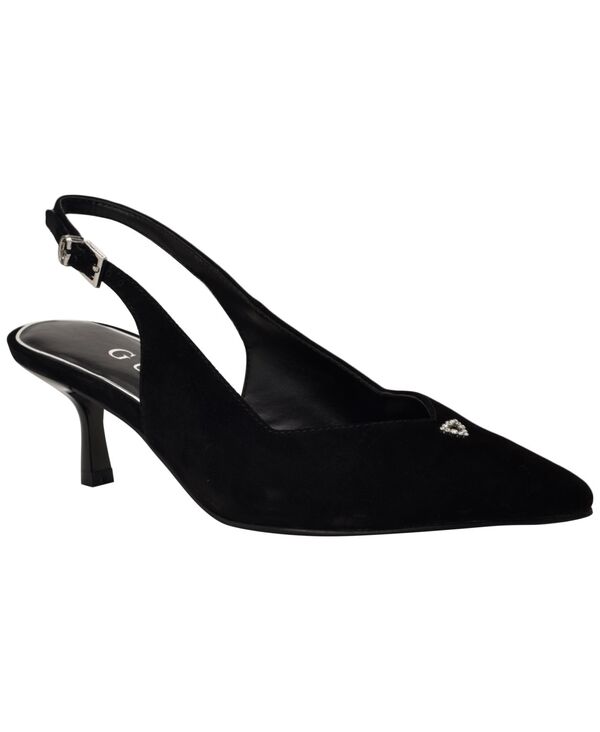 ゲス レディース シューズ パンプス ヒール GUESS Women's Yannick Embellished Kitten Heel Slingback Pumps Black ブラック