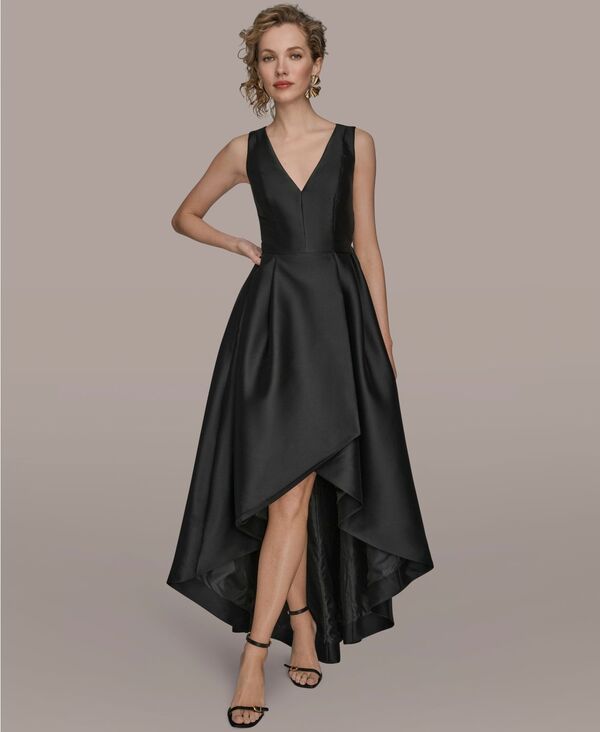 ダナ キャラン ニューヨーク レディース トップス ワンピース Vネック アシンメトリー ノースリーブ Donna Karanew York Women'sleeveless Asymmetrical V-Neck Ball Gown Black ブラック｜ReVida 店