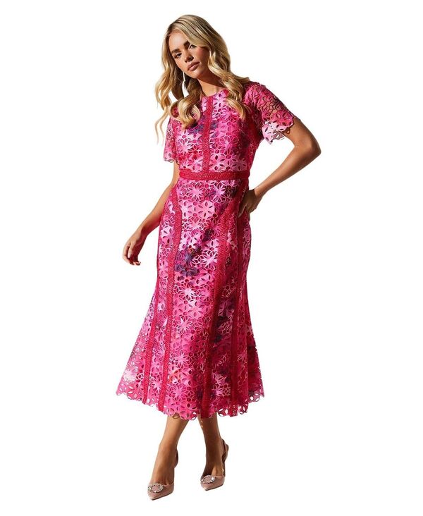 コースト レディース トップス ワンピース プリント ミディ レース Coast Women's Printed Lace Midi Pencil Dress Pink ピンク｜ReVida 店