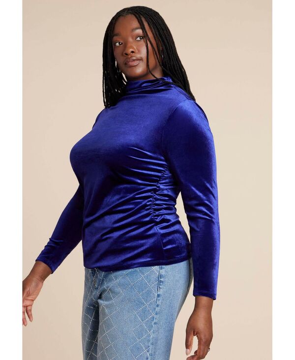 エロクイ レディース トップス シャツ モックネック プラスサイズ ベルベット ELOQUII Plusize Velvet Mockneck Top Mystic purple パープル 12,195円