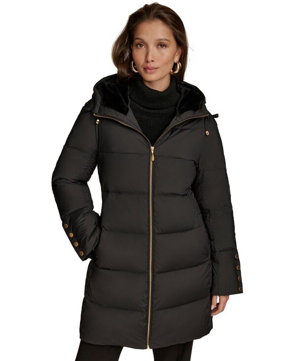 ダナ キャラン ニューヨーク レディース アウター ジャケット・ブルゾン コート ダウン Donna Karanew York Women's Hoodedown Puffer Coat Black ブラック