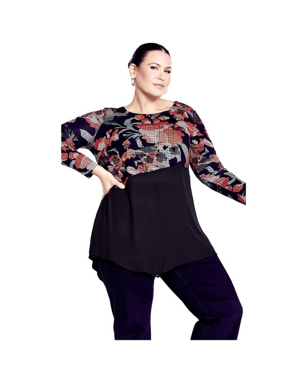アベニュー レディース トップス シャツ プラスサイズ AVENUE Women's Plusize Carla Top Shadow floral