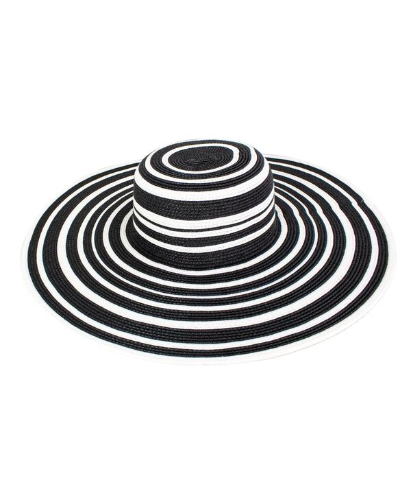 ピーターグリム レディース アクセサリー 帽子 Peter Grimm Drew Extra Wide Brim Striped Hat Black white ホワイト