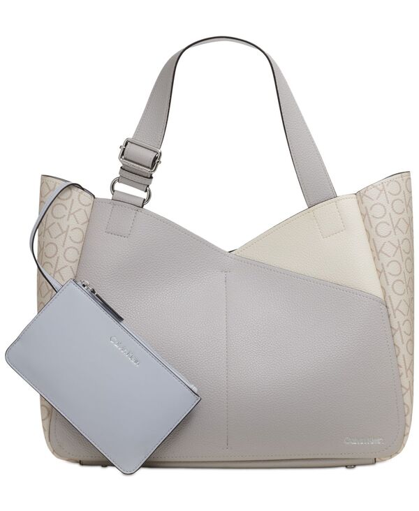 カルバンクライン レディース バッグ カラーブロック Calvin Klein Zoe Large Colorblock Monogram Tote Dve Wht/va