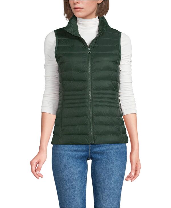 ランズエンド レディース アウター ジャケット・ブルゾン ベスト ダウン Lands End Women Wanderweight Packable Down Vest Woodland forest フォレスト